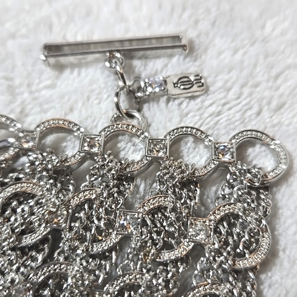 #273 SIGNED JLo JENNIFER LOPEZ Silver Tone Crystal Chain Link Toggle Bracelet - Picture 3 of 5